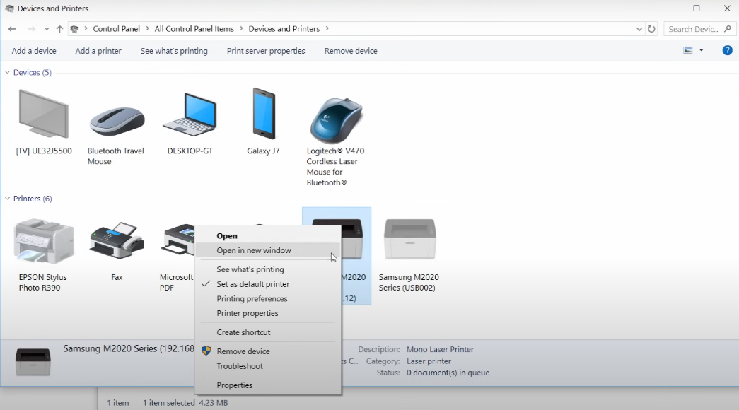 Configuring Samsung Printer Settings